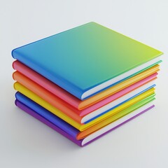 Stack of colorful books arranged in a vertical pile against a white background Generative AI