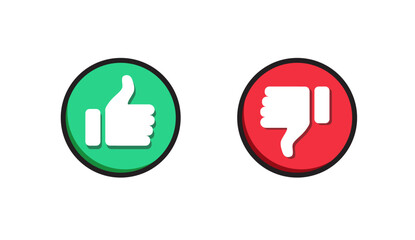Do's and Don'ts icon. Pros and cons Checklist. Like, dislike icon. thumbs up icon. vector illustration