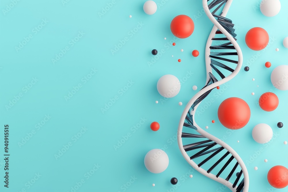 Aufkleber an illustration in 3d of the dna molecule showing an elongated helical structure of the nucleotide.