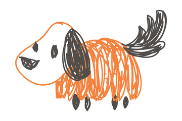 Dog as Kids Doodle Simple Hand Drawn Element Vector Illustration