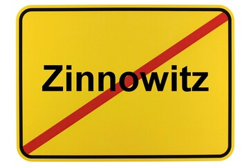 Illustration eines Ortsausgangsschildes der Gemeinde Zinnowitz in Mecklenburg-Vorpommern