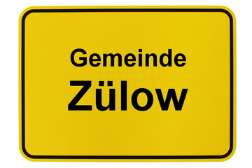 Illustration eines Ortsausgangsschildes der Gemeinde Zülow in Mecklenburg-Vorpommern