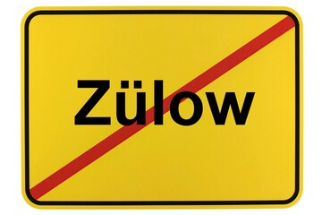 Illustration eines Ortsausgangsschildes der Gemeinde Zülow in Mecklenburg-Vorpommern