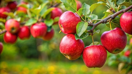 Obraz premium Twig with ripe red apples on a background, twig, apples, red, ripe,background, fresh, fruit, healthy, organic, harvest, autumn