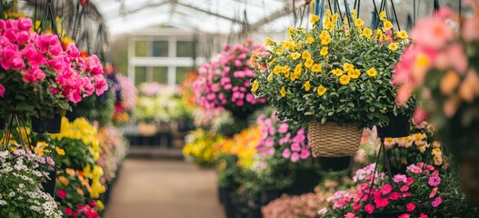 A beautiful greenhouse filled with beautiful flowers and plants