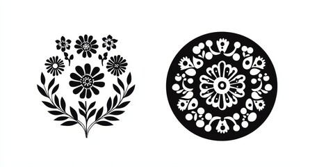 Embroidery based on traditional Polish patterns - folk embroidery with flowers