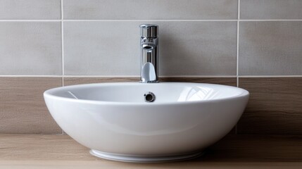 Modern Bathroom Sink with Chrome Faucet