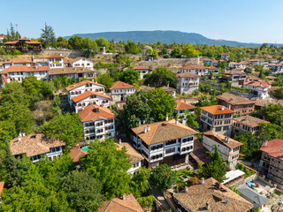 Fototapeta premium Traditional Ottoman Houses in Safranbolu. Safranbolu UNESCO World Heritage Site. Old wooden mansions turkish architecture. Safranbolu landscape view.