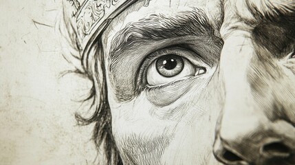Fototapeta premium 1 Chronicles: David’s Face Reflecting Humility and Determination During His Crowning - A Biblical Illustration of Leadership and Authority