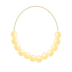 a yellow necklace with pearls on a white background