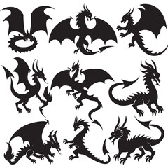 Dragon silhouettes vector
