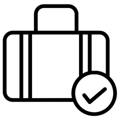 Airport Check Luggage Line Icon