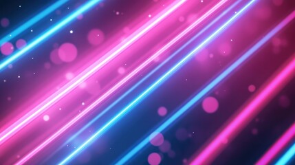 Obraz premium abstract background with pink blue glowing neon lines and bokeh lights