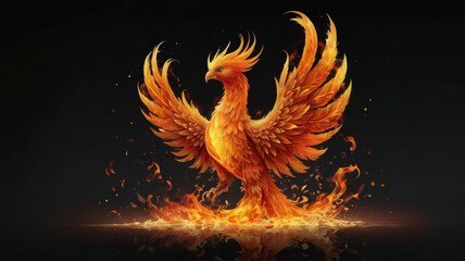 Obraz premium Fiery phoenix illustration, transparent background