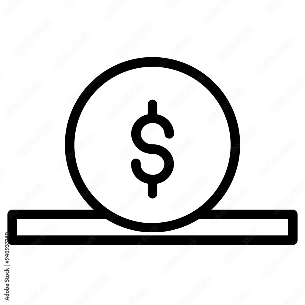 Sticker bank currency money line icon