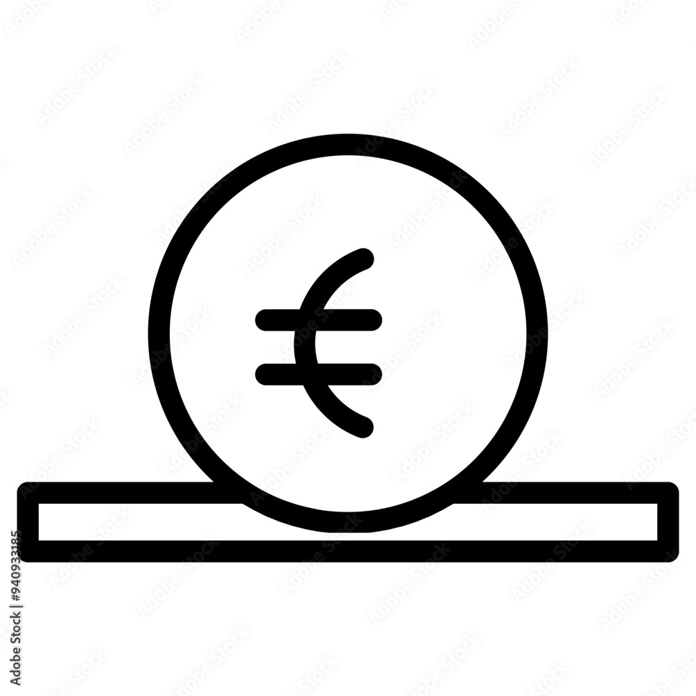 Sticker bank currency money line icon