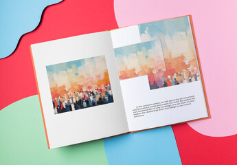 Stationery Flataly Open Book Mockup