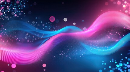 Obraz premium abstract background with pink blue glowing neon lines and bokeh lights