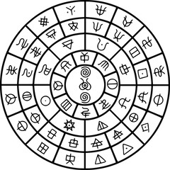 ヲシテ文字フトマニ図　黒色