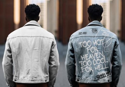 Apparel Men Denim Jacket Back View Mockup With Generative AI