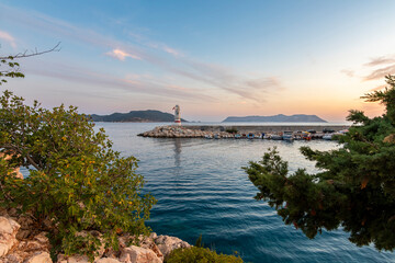 Kas Port entrance view during sunrise in Kas Town.