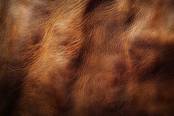 Textured brown leather background with a smooth, mottled appearance and variations in shading, creating a soft and uniform pattern , ai