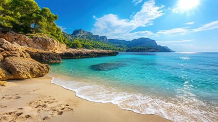 Stunning Seascape with Clear Blue Water and Sandy Beach