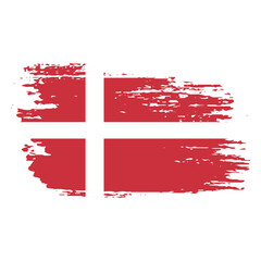 Brush Stroke Denmark Flag On White Background Vector Design.
