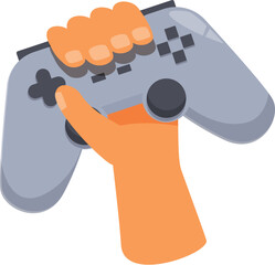 Hand is gripping a video game controller, ready for action and entertainment