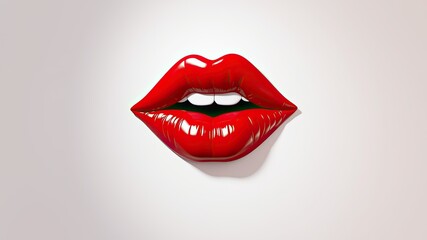 Fototapeta premium red lips isolated on white background