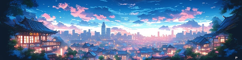 Obraz premium Retro Pixel Art Cyberpunk Cityscape: Neon-Lit Skyscrapers and Vibrant Urban Night Scene. Nostalgic Video Game Aesthetic for Digital Marketing, Web Design, and Sci-Fi Themed Campaigns. Futuristic Metro