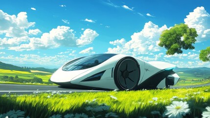 futuristic vehicle powered by renewable energy