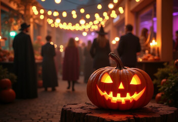 Halloween Night Party with Young Adults in Festive Costumes