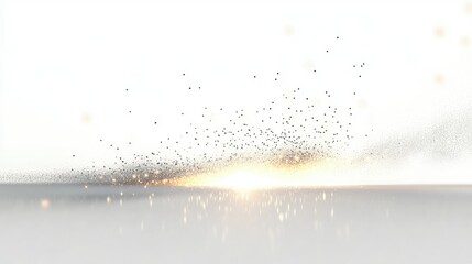 A white background with a scattering of bright sparks, capturing the contrast between light and emptiness. -