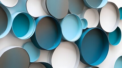 79. Contemporary 3D wall art featuring overlapping circle paper cutouts with a metallic sheen