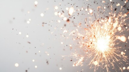Obraz premium A white background with a scattering of bright sparks, capturing the contrast between light and emptiness. -