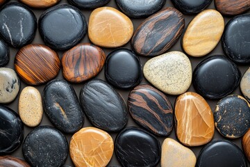 Naklejka premium wood sand background brown stones wallpaper marbles onyx black beige , ai