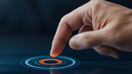 Closeup of a policymaker s hand adjusting a virtual economy dial, influencing key indicators, concept of economic control.