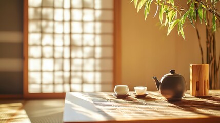 A warm, inviting tea room designed for relaxation, where quiet expectations and subtle adaptation are reflected in the calm, harmonious environment