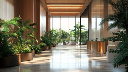 Modern Lobby with Tropical View