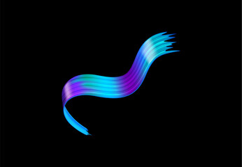 Colorful flowing ribbon brushstroke vector illustration 3d icon