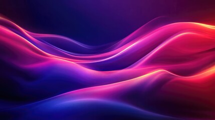 Obraz premium Vivid purple to magenta gradient background with neon wave effects, deep blue transitioning to pink and red hues, ideal for creative designs