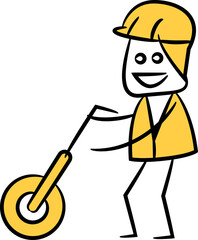 Surveyor Using Measuring Tool Illustration
