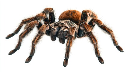 Large Goliath Tarantula, depicted on a white background, with its strong legs and hairy body emphasized in the image.