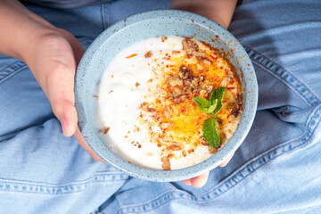 Frozen Shaved Peaches & Cream Dessert