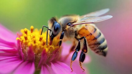 Honeybee Gathering Pollen on a Flower