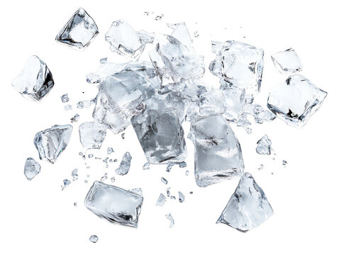 Crushed ice cubes transparent background
