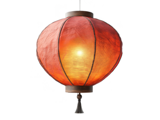 Illuminated Red Chinese Lantern with Tassel