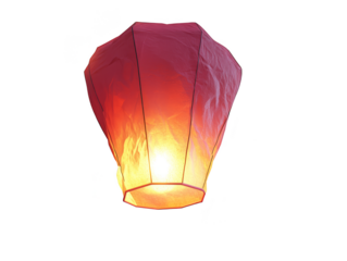 Red and Yellow Hot Air Lantern  Sky Lantern  Floating Lantern Isolated