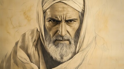 Bildad’s Warning About the Wicked in the Bible - Illustration of Bildad Discussing the Fate of the Wicked with Serious Expression, Beige Background